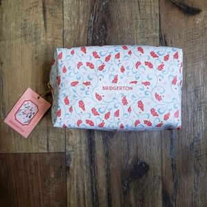 Bridgerton Floral Makeup Bag in White and Coral
